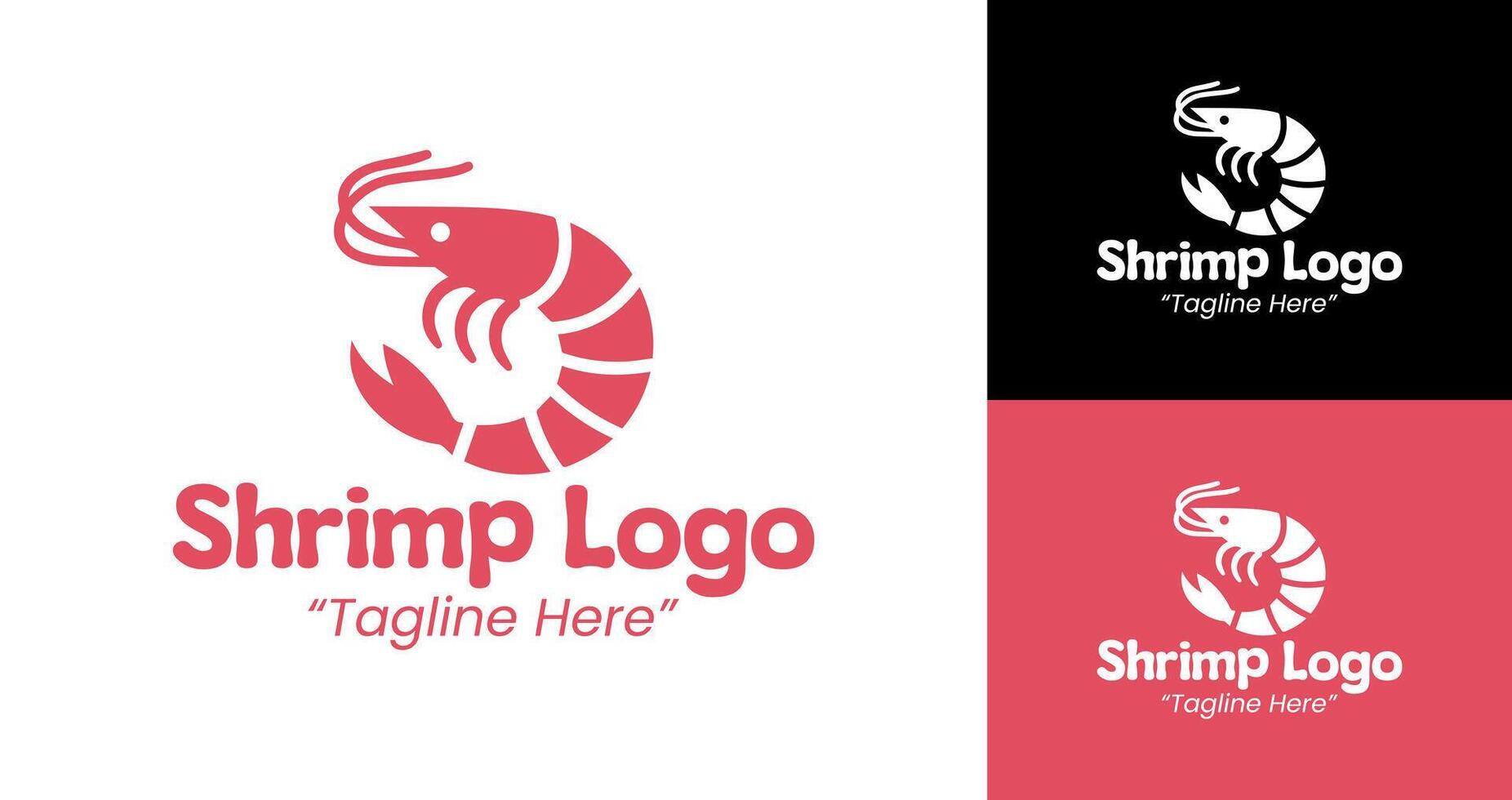 Professional Shrimp Logo in Pink and Black Colors for Seafood Business Branding vector