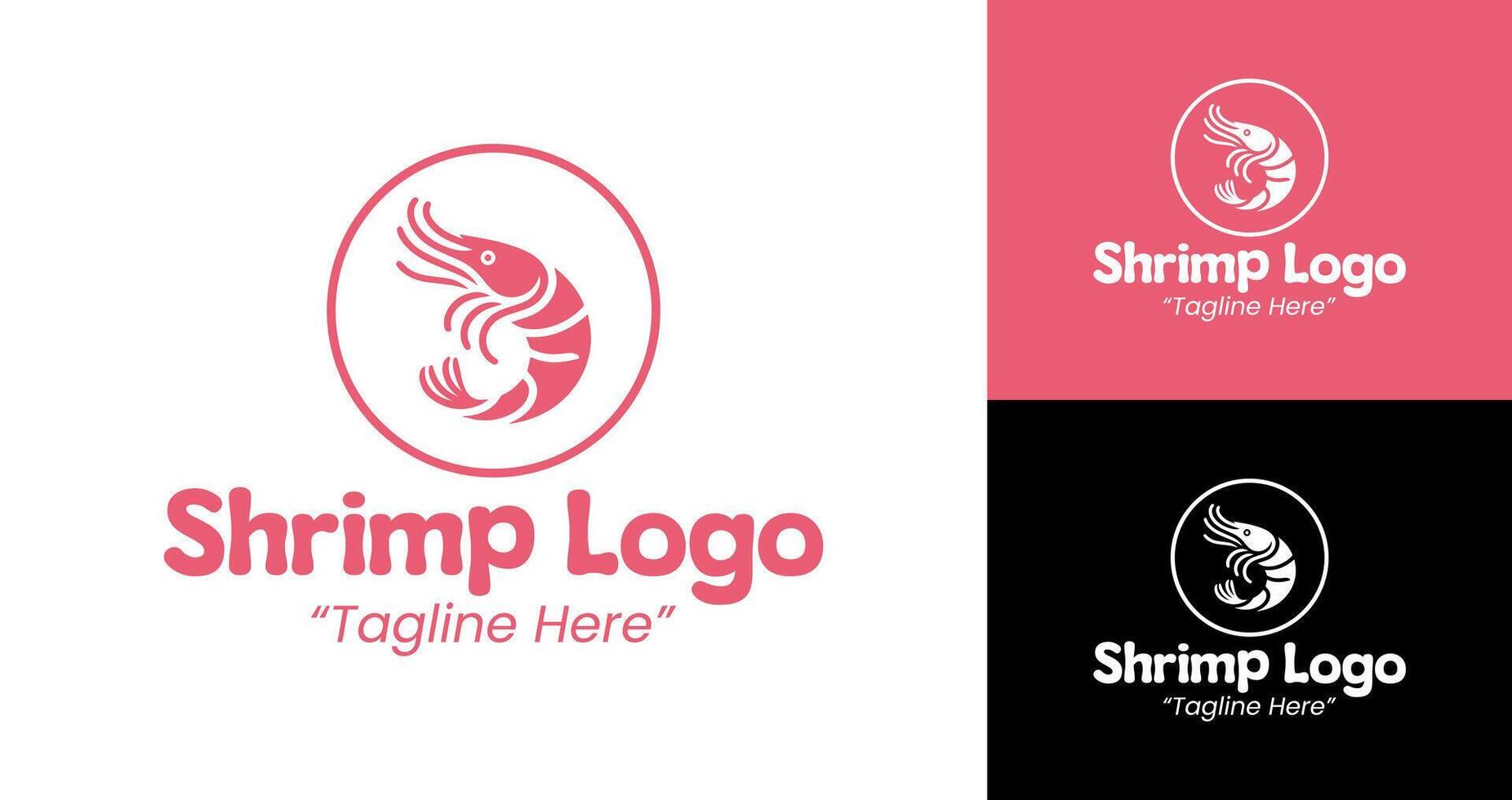 Professional and Creative Shrimp Logo Design with Pink and Black Color Combination vector