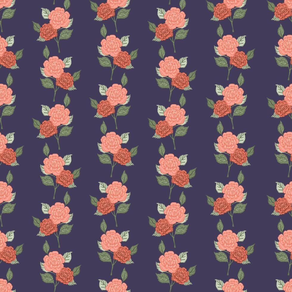 rose vines vertical stripes summer seamless pattern. Floral retro botany texture for textile, wrap vector