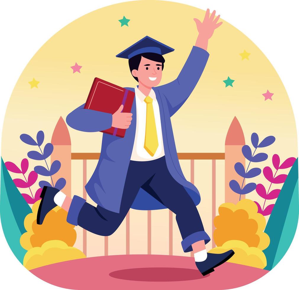 A flat style illustration showing graduate vector