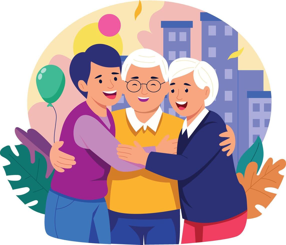 A flat style illustration showing proud parents vector