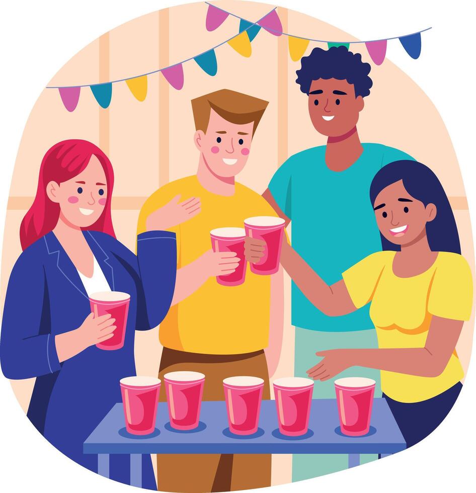 A flat style illustration showing celebration drinks vector
