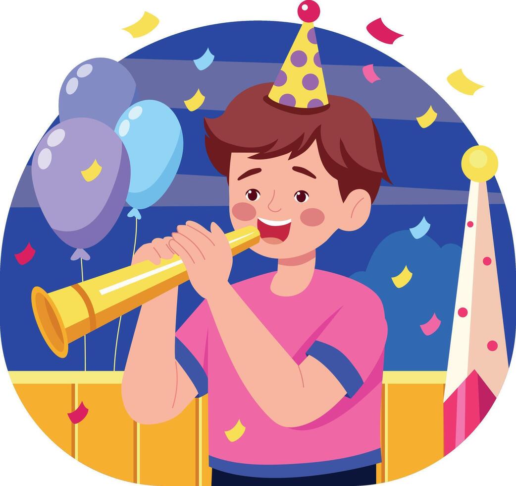 A flat style illustration showing whistle blowing vector