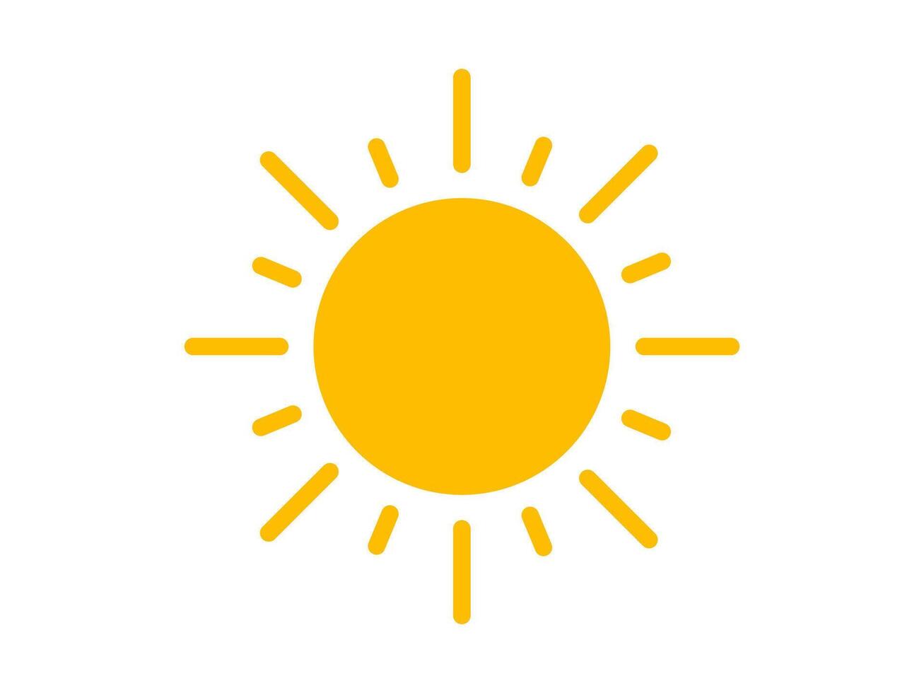 Simple and bright yellow sun icon representing sunny weather and warmth vector