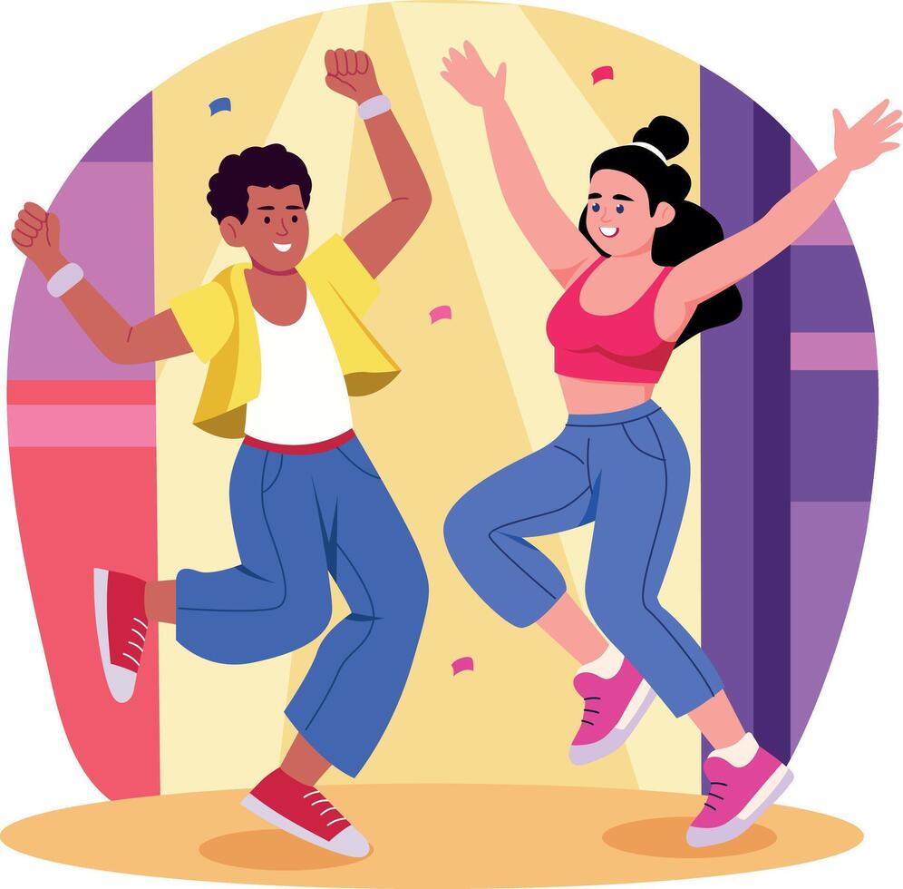 A flat style illustration showing flash mobbing vector