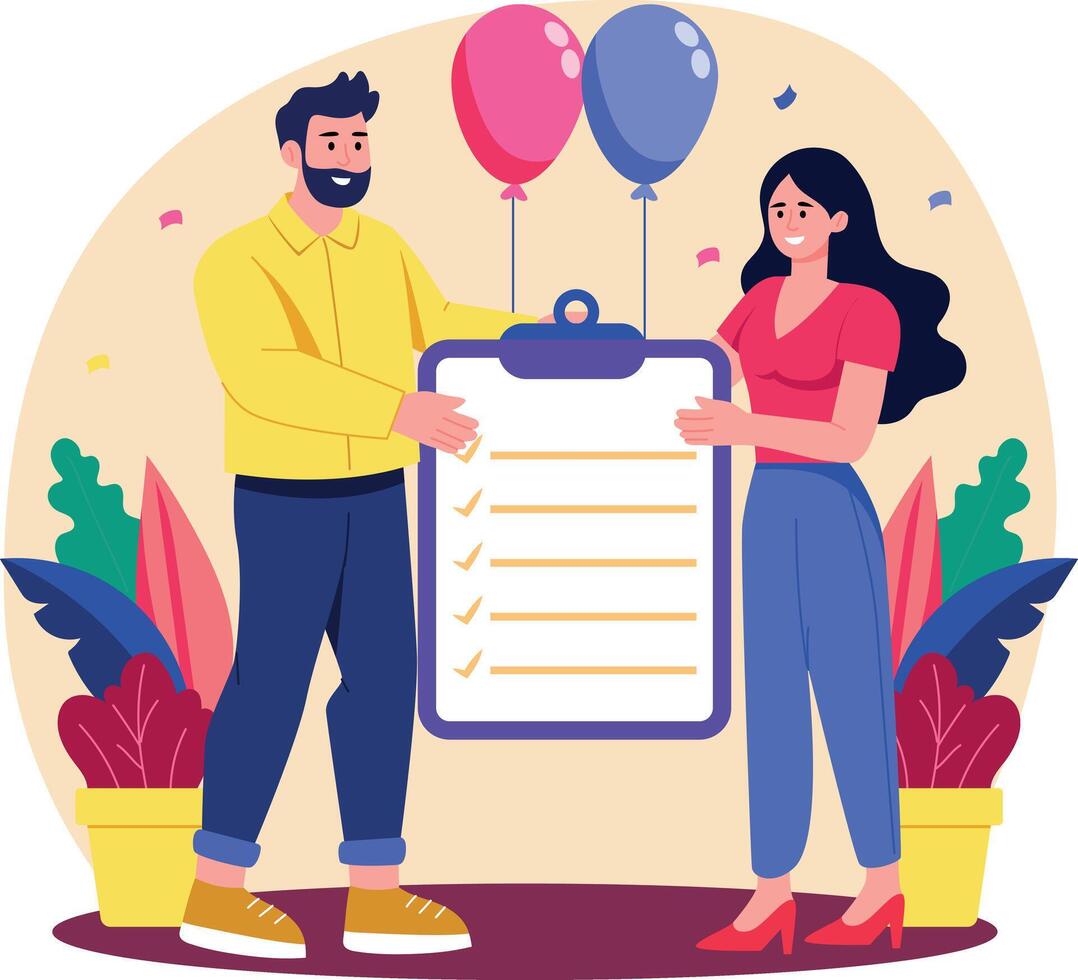 A flat style illustration showing a person giving membership vector