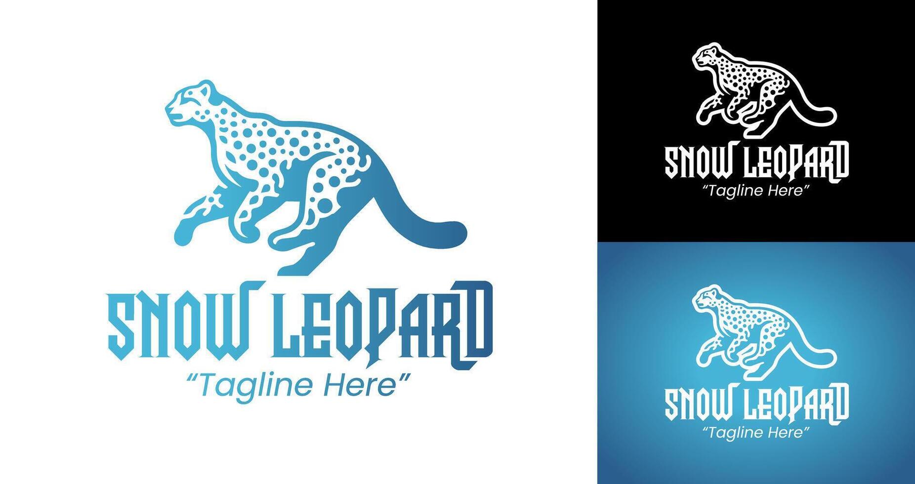 Sleek and Artistic Snow Leopard Logo Design for Corporate Branding vector