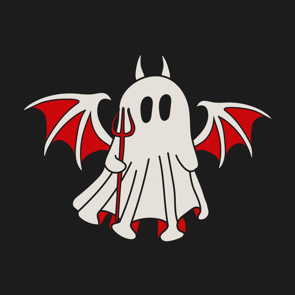 Cute Devil Ghost with Trident for Halloween vector