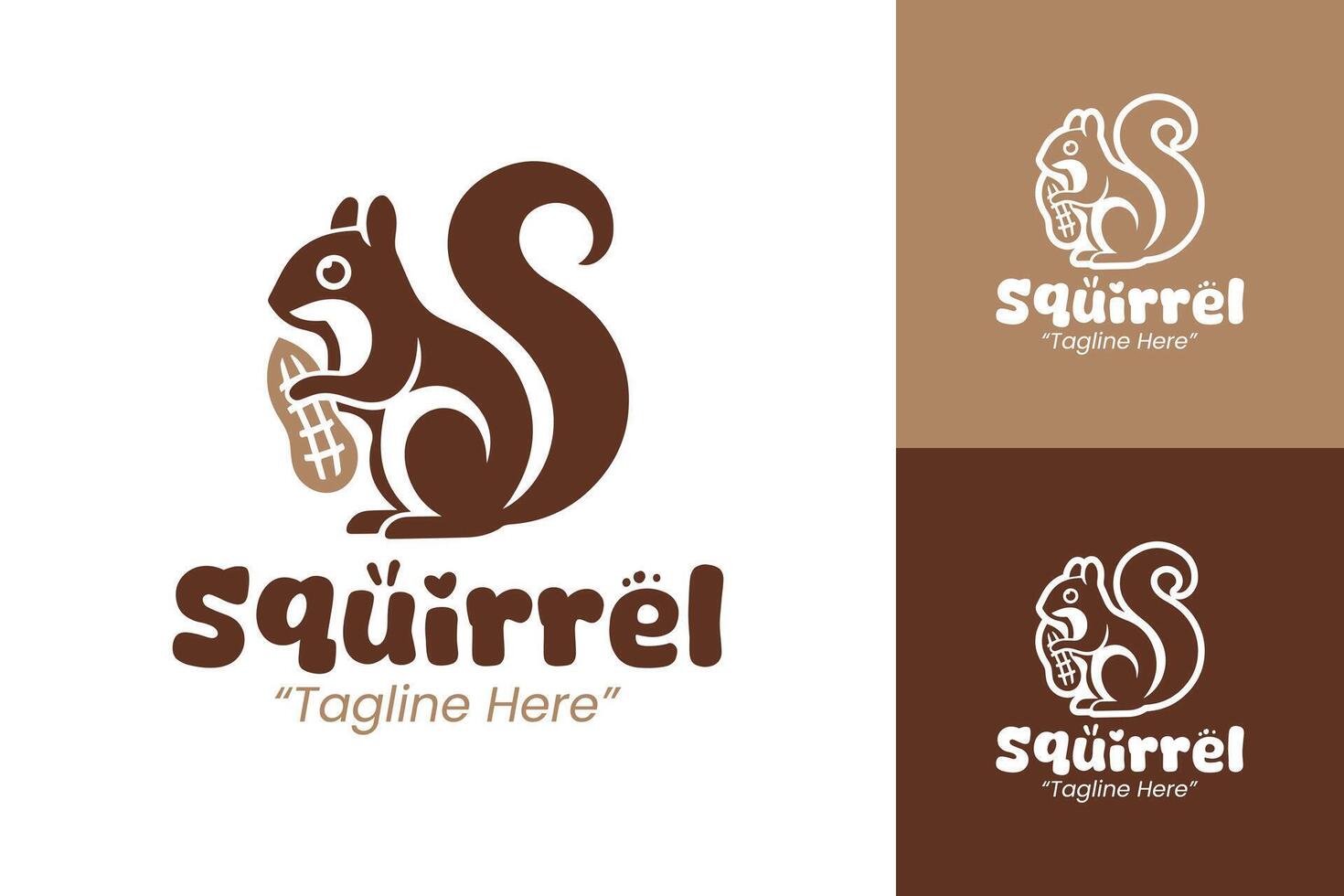 Modern Squirrel Logo Design with Unique Tail and Brown Tones for Branding vector
