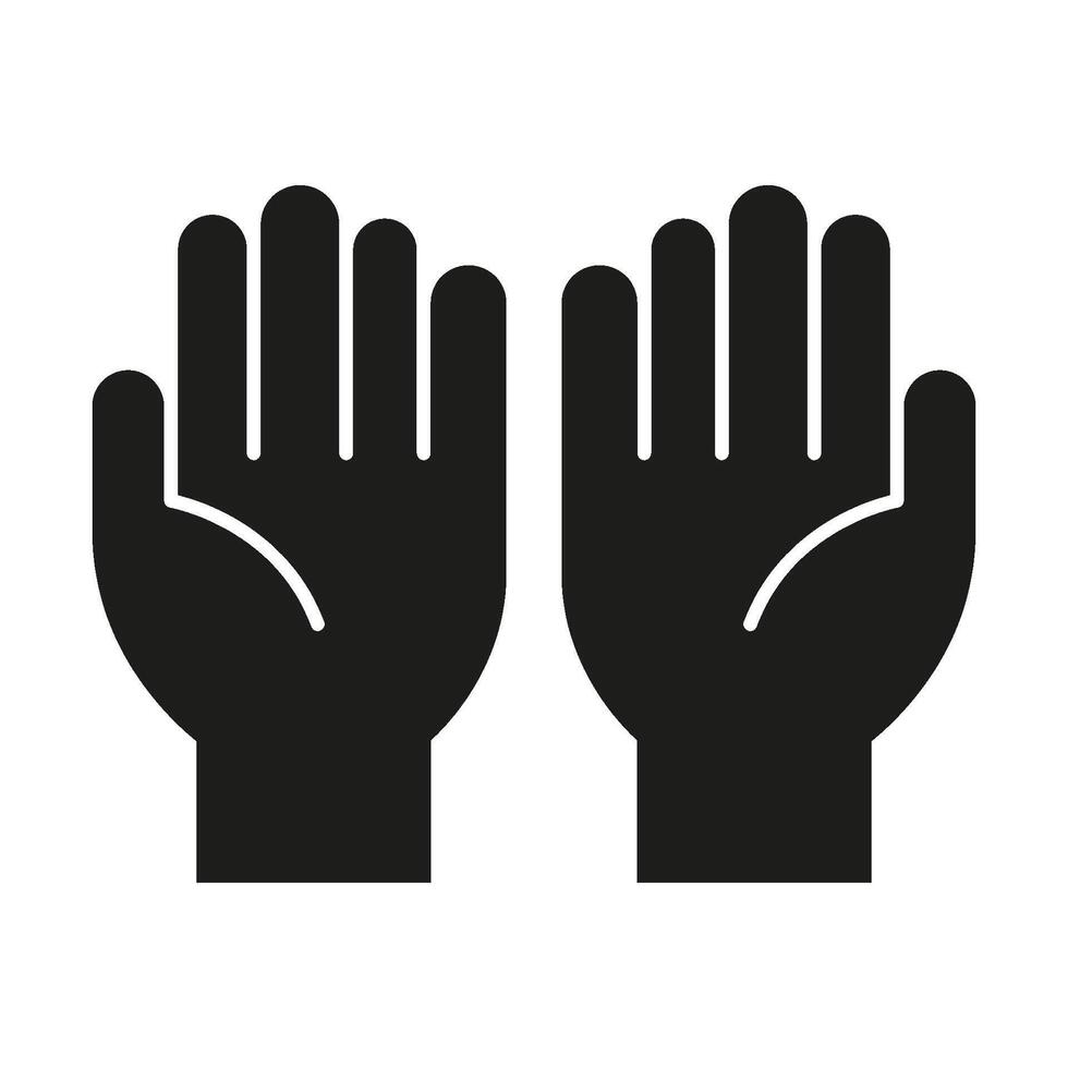 Two Raised Hands Solid Icon. High-Five Gesture, Celebration, And Agreement Silhouette Symbol. Unity And Cooperation Representation. Isolated Illustration vector