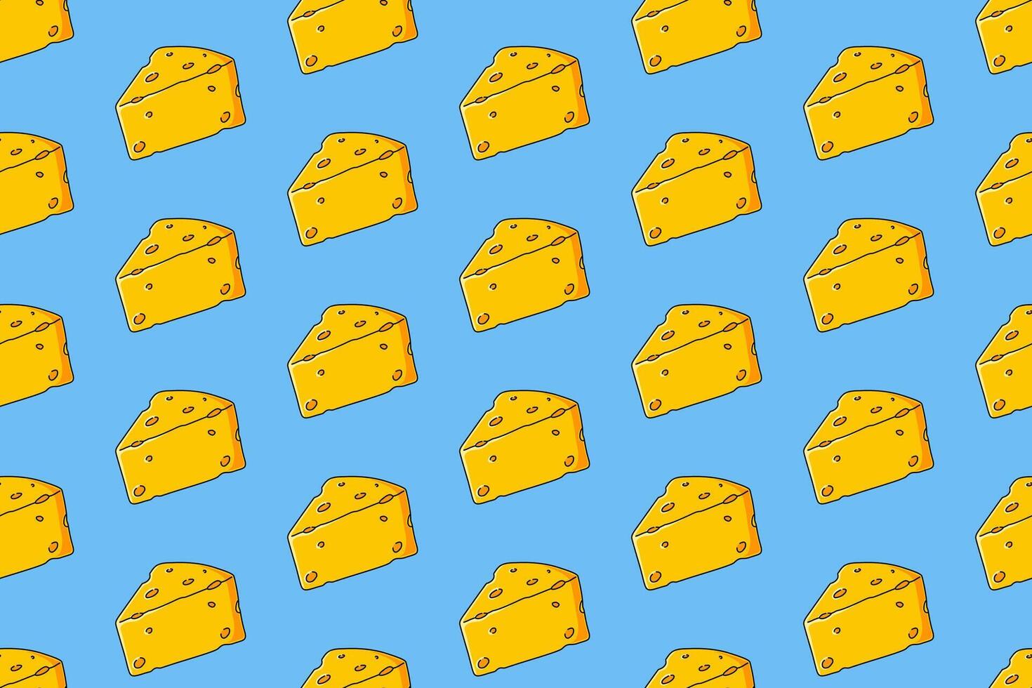 Cheese wedge seamless pattern on blue background. cheddar colorful doodle pattern background. cheeses slices isolated motif wallpaper. foods label, packaging and merchandise vector