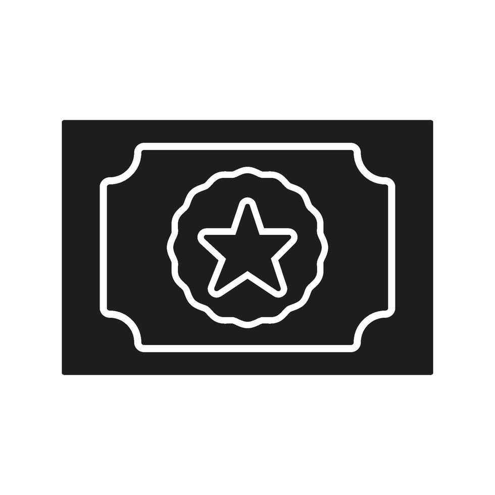 Ticket With Star Solid Icon. Event Admission, Vip Access, And Special Entry Silhouette Symbol. Entertainment And Exclusive Pass. Isolated Illustration vector