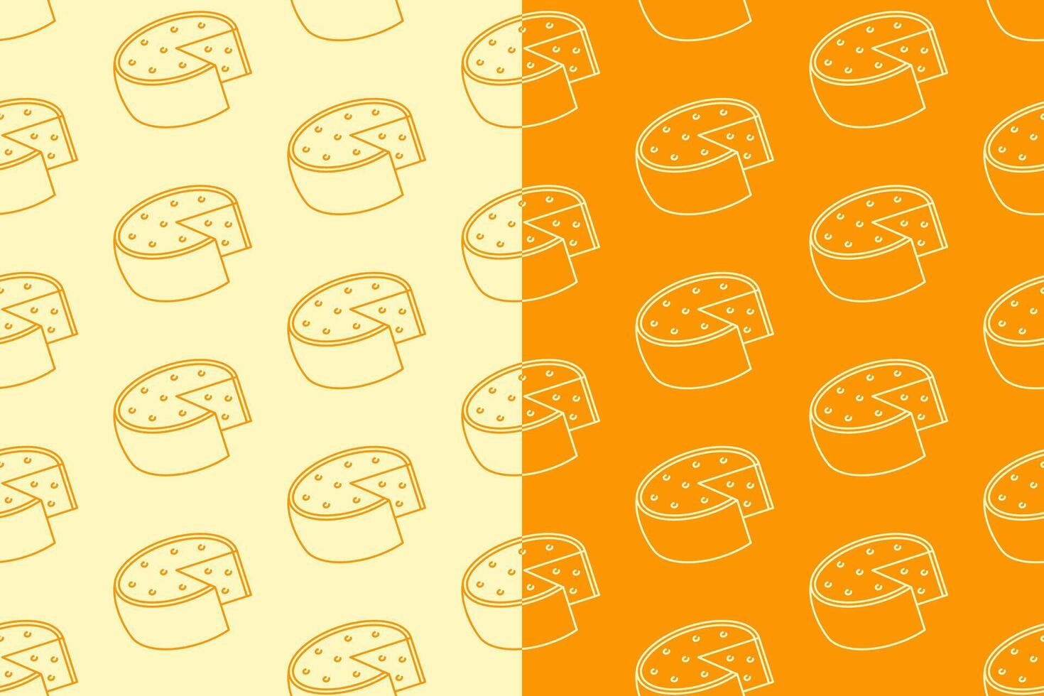 Cheese wedges line art seamless pattern on yellow white background. Cheese wedge linear doodle pattern background. Cheddar outline isolated motif wallpaper. foods label, packaging and merchandise vector