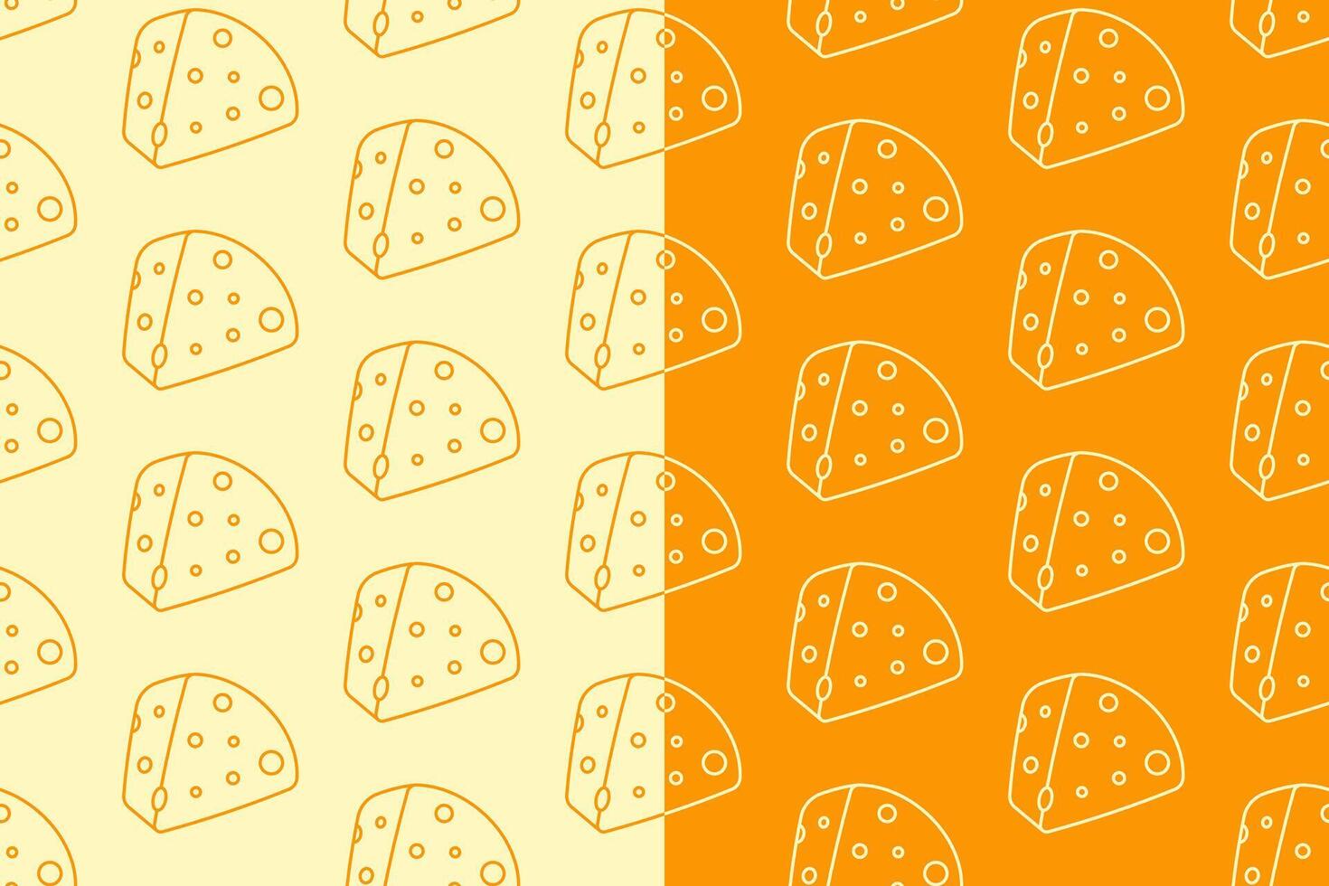 Cheese slice line art seamless pattern on yellow white background. Cheese slices linear doodle pattern background. Cheddar outline isolated motif wallpaper. foods label, packaging and merchandise vector