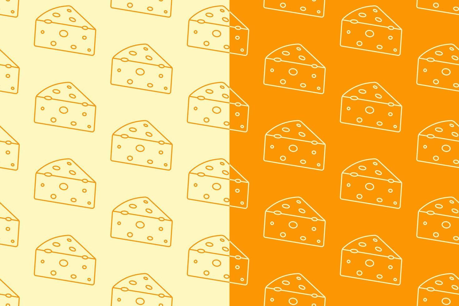 Cheese slices line art seamless pattern on yellow white background. Cheese wedges linear doodle pattern background. Cheddar outline isolated motif wallpaper. foods label, packaging and merchandise vector