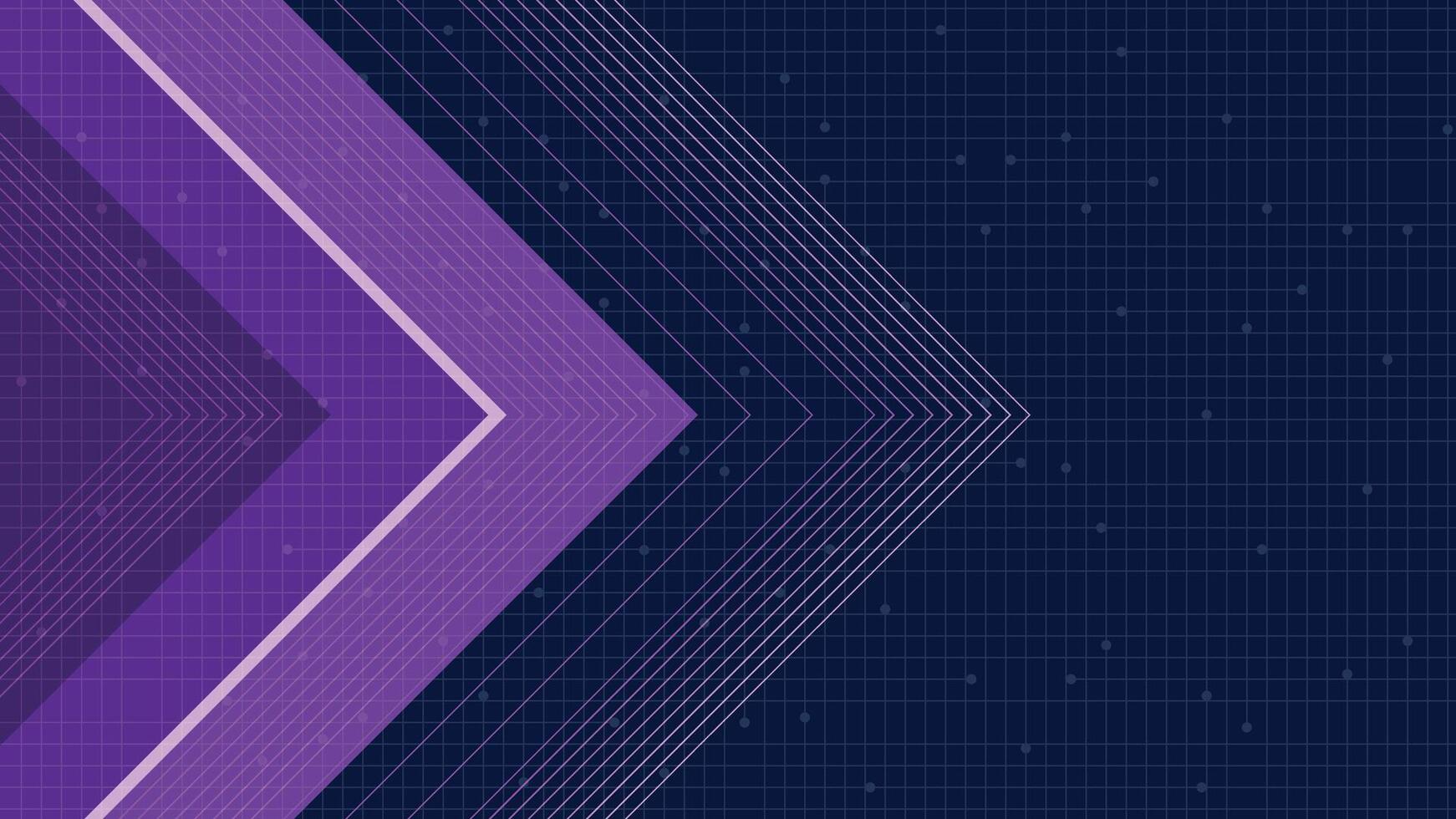 Modern abstract background featuring layered purple arrows over a tech grid design ideal for digital themes, business layouts, and futuristic design projects vector