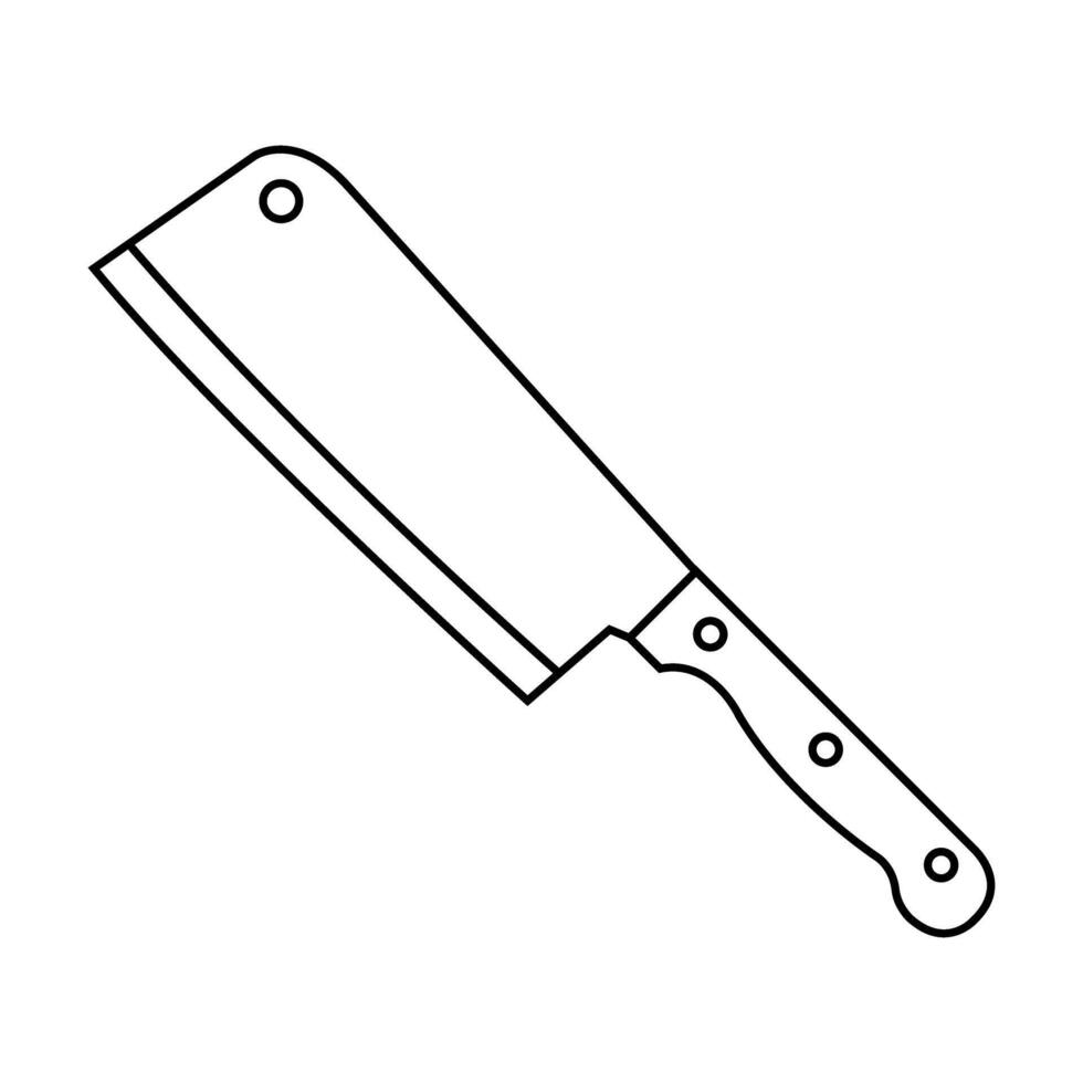 Meat cleaver web icon in outline style isolated on white background. Kitchen symbol stock illustration. vector