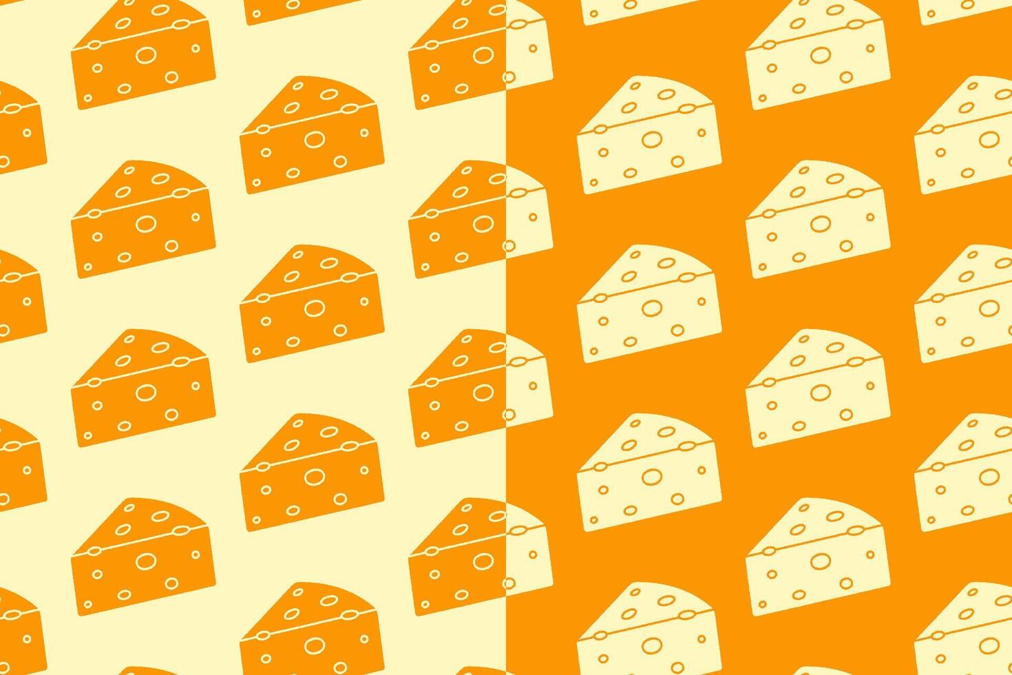 Cheese wedges silhouette seamless pattern on yellow white background. Cheese slice doodle pattern background. Cheddar retro filled isolated motif wallpaper. foods label, packaging and merchandise vector