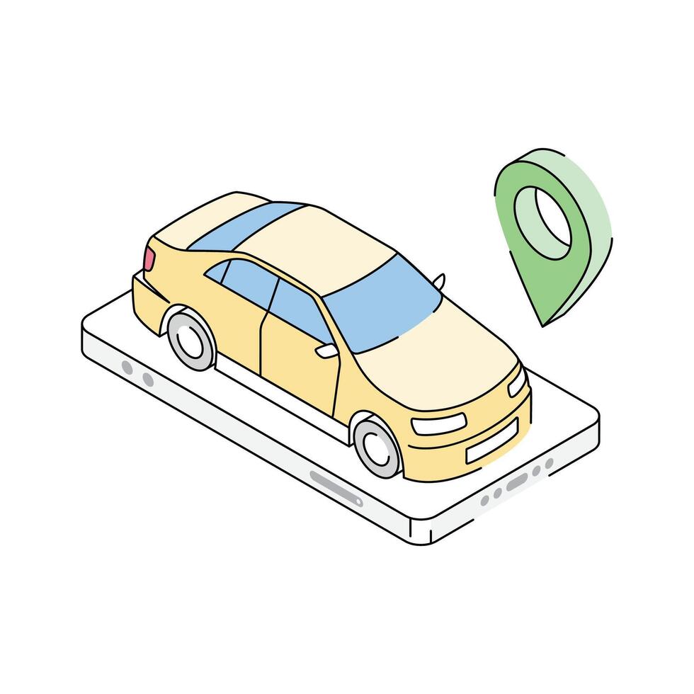 An isometric style icon of car location tracker device vector