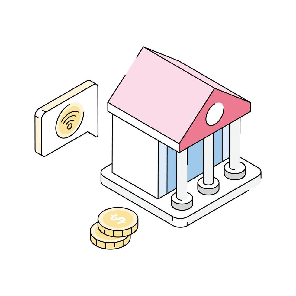 A modern isometric icon of smart banking and finance vector