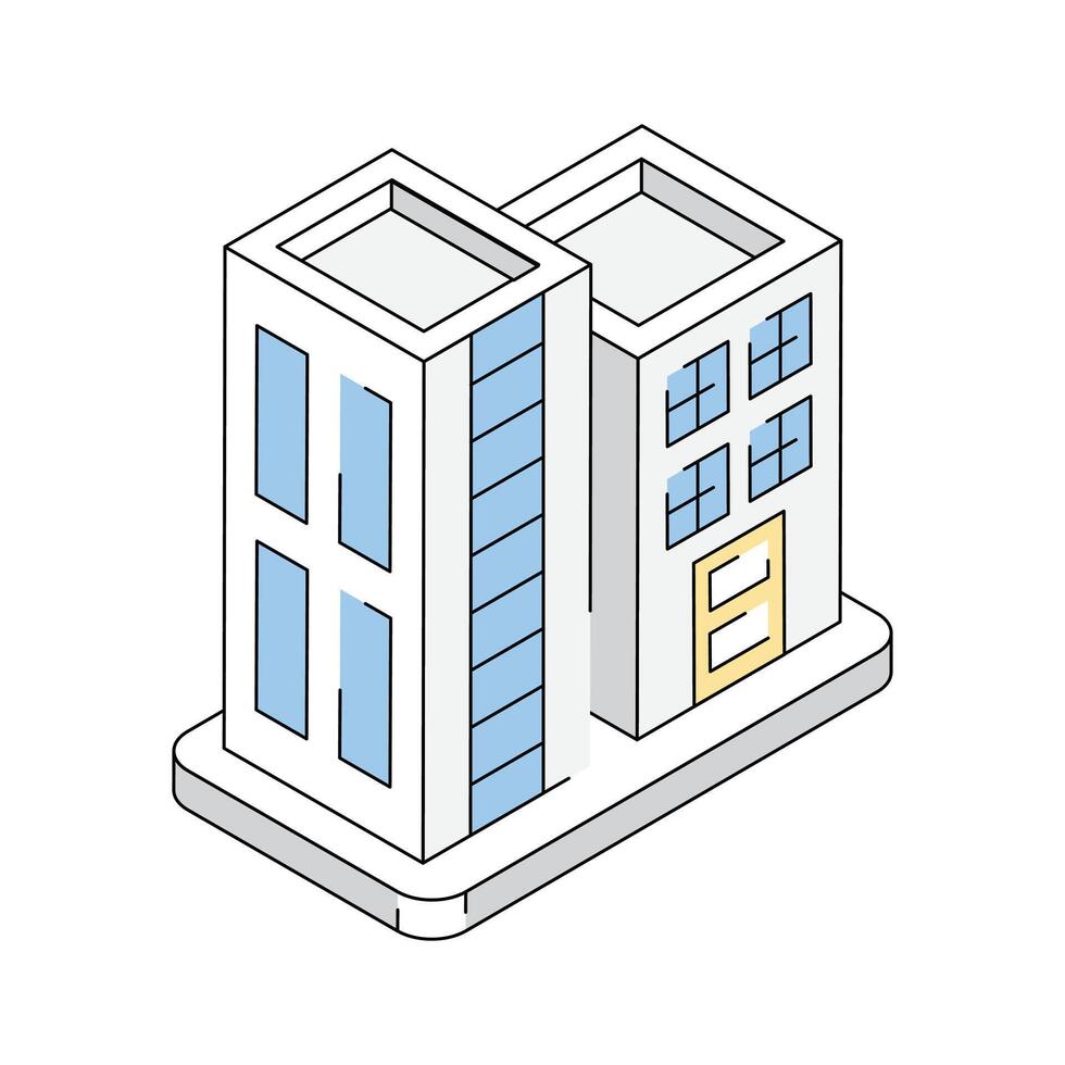 Visually engaging isometric icon showing office building vector
