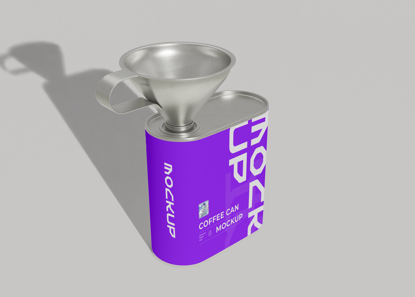Coffee Can and Funnel Mockup for Logo and Label Preview psd