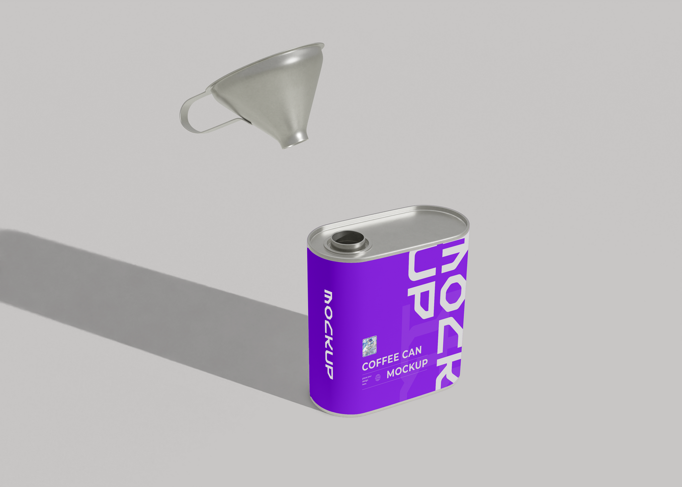 Coffee Can with Funnel Mockup for Packaging and Identity Design psd