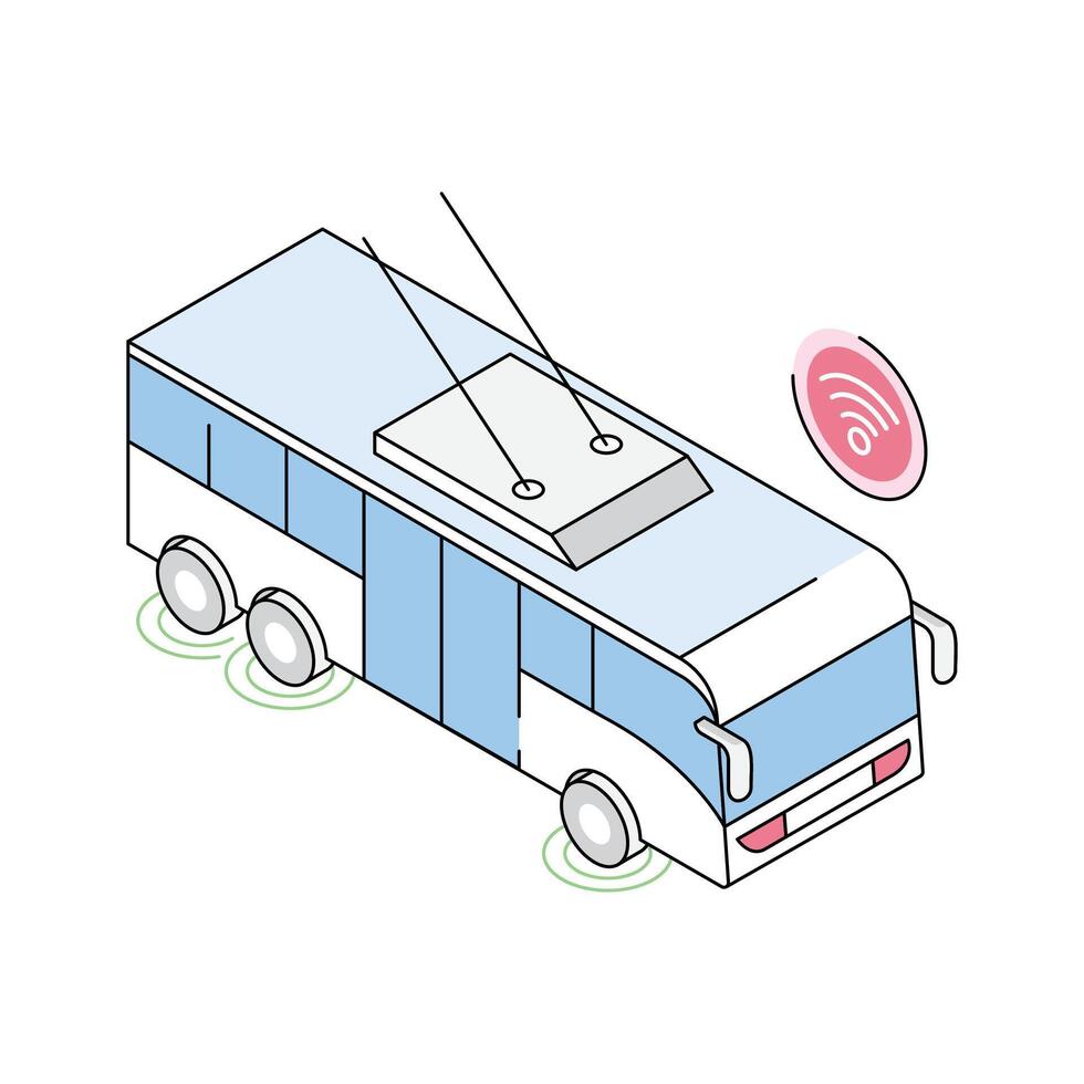 Check out this isometric icon of smart bus on road vector
