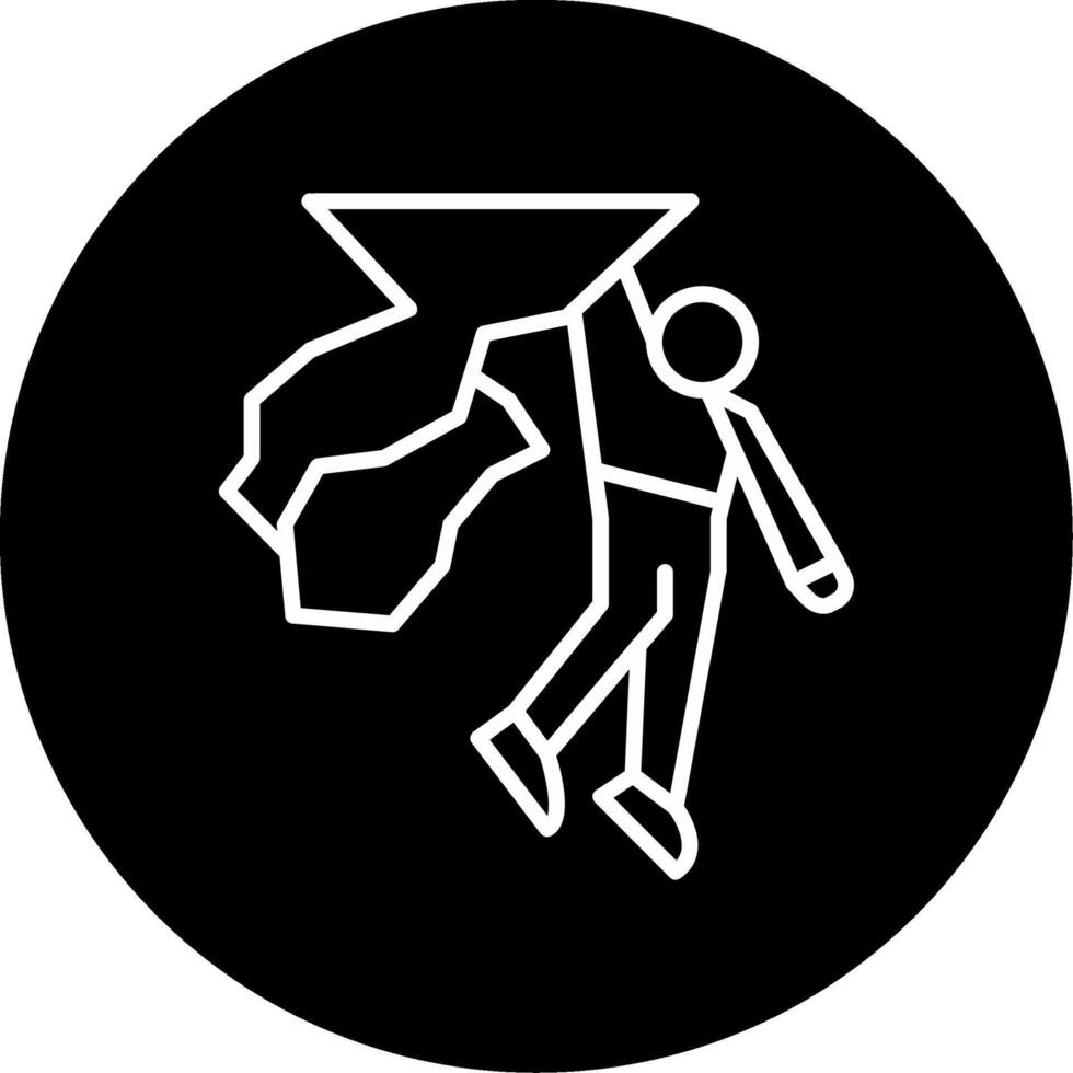 Solo Rock Climber Ascending Crag Circle Inverted vector