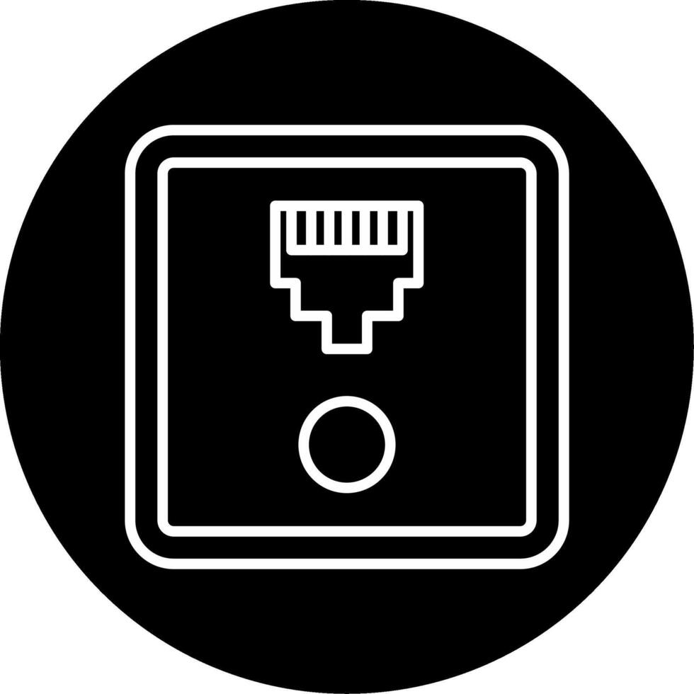 Wired Ethernet Network Socket Circle Inverted vector