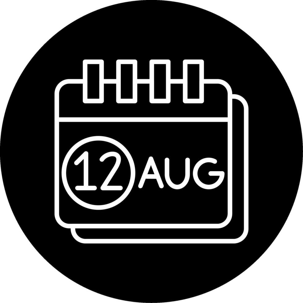 Youth Day Calendar Date 12 Aug Circle Inverted vector