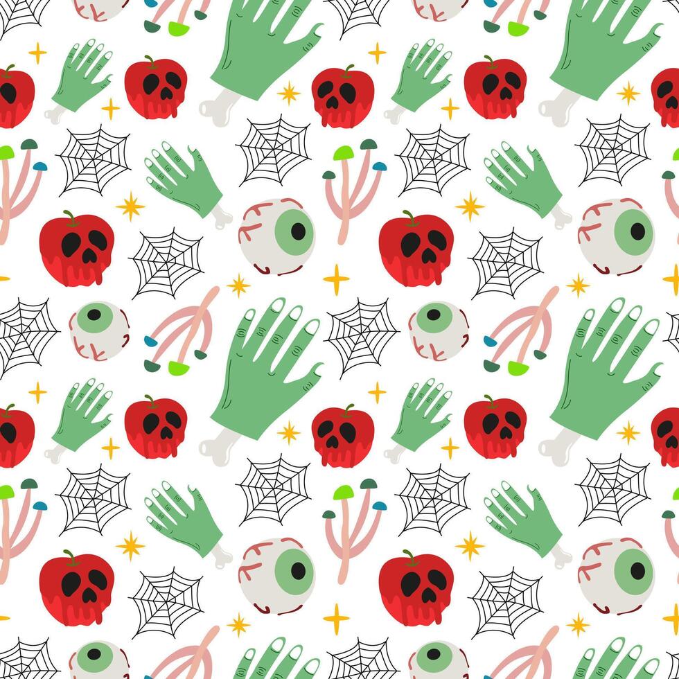 Hand drawn doodle halloween seamless pattern design for print, textile, wallpaper vector