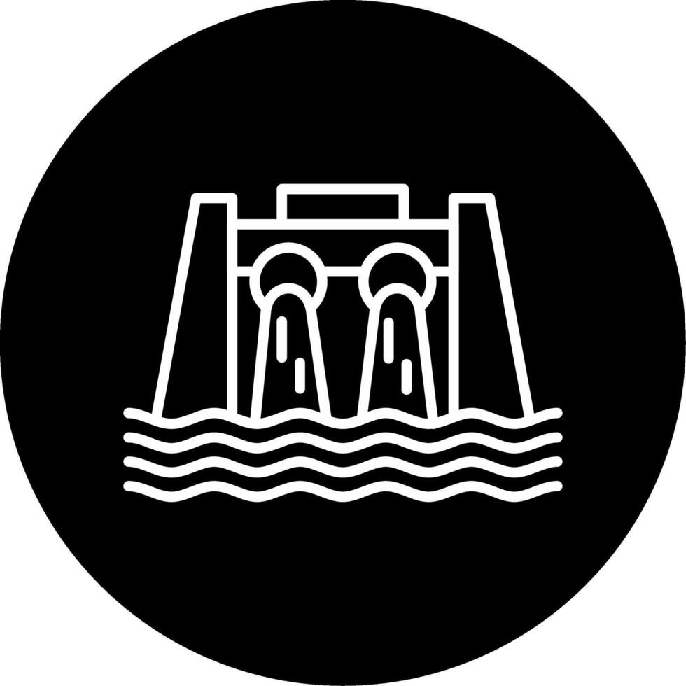 Hydroelectric Dam and River System Circle Inverted vector