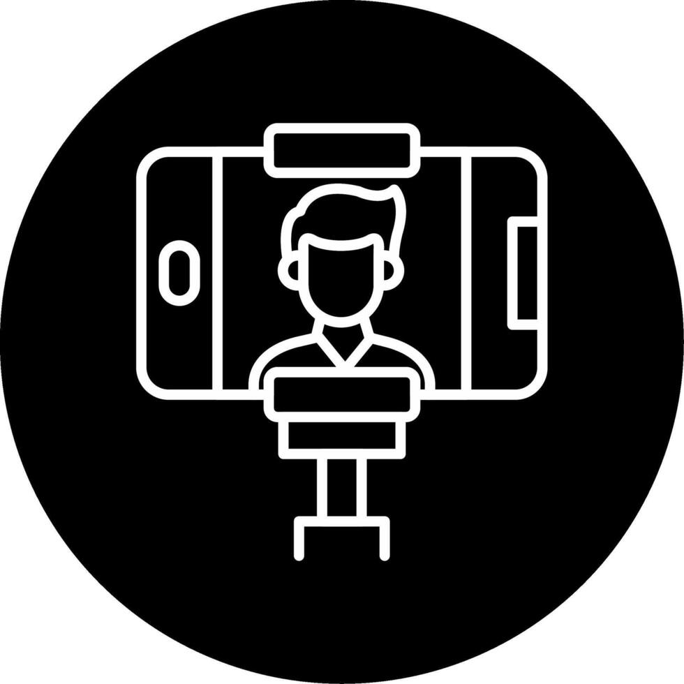 Selfie Stick Holding Mobile Device Circle Inverted vector