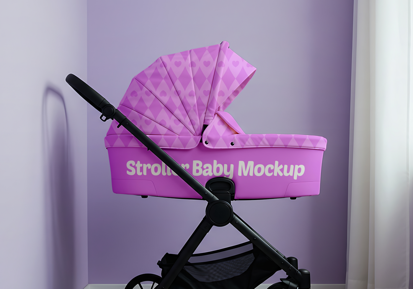 Pink Stroller Baby Mockup for Presentation and Marketing psd