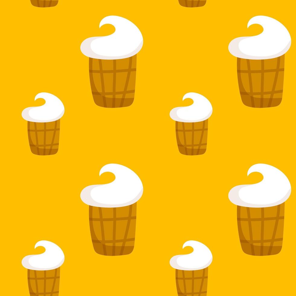 pattern of summer ice cream cartoon vector