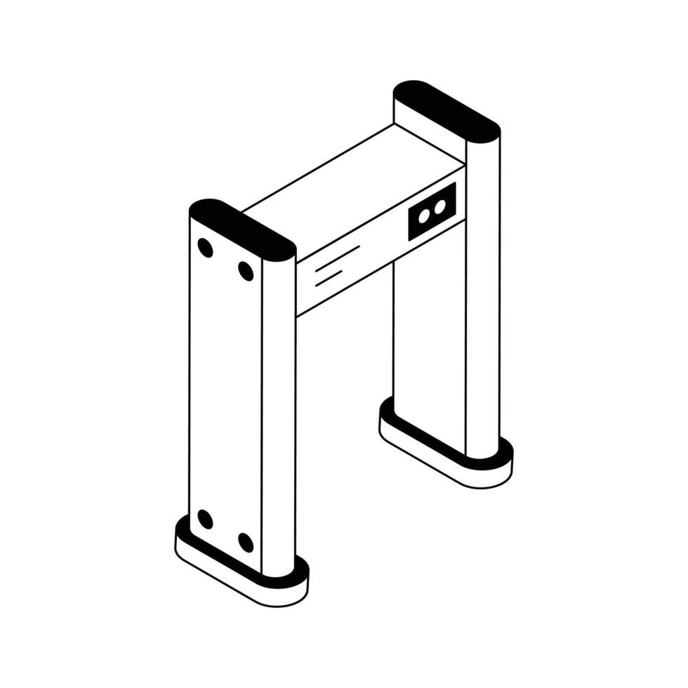 A visually engaging isometric icon of security gate. vector