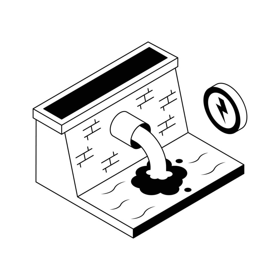 Get this isometric icon of hydropower dam, easy to edit. vector