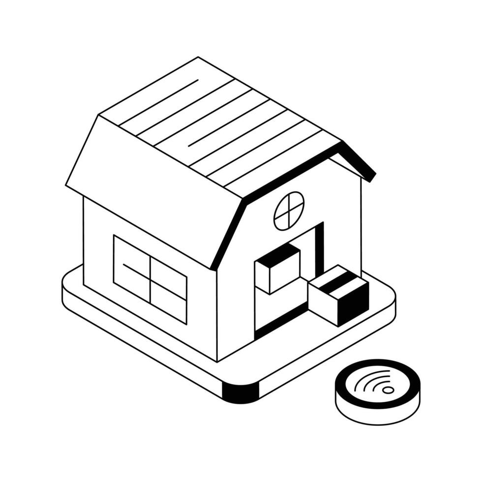 An isometric style icon of warehouse with storage boxes. vector