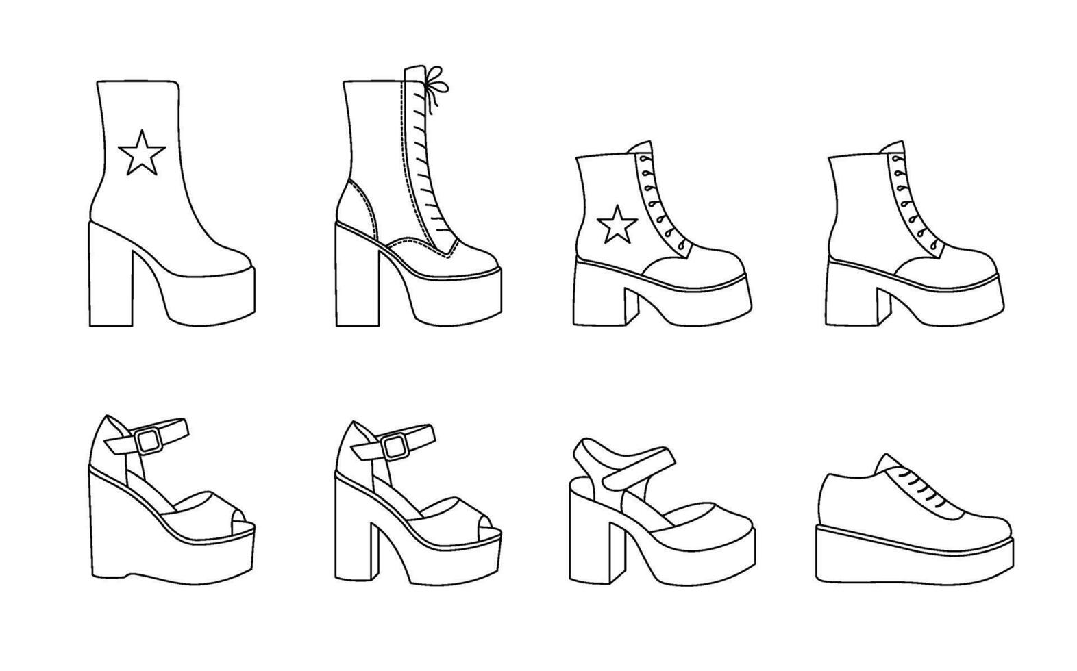 Female boots and sandals on white background. vector