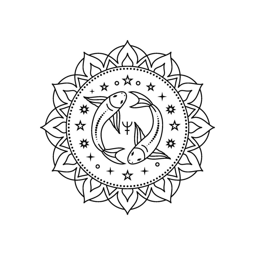 Pisces zodiac sign on white background vector