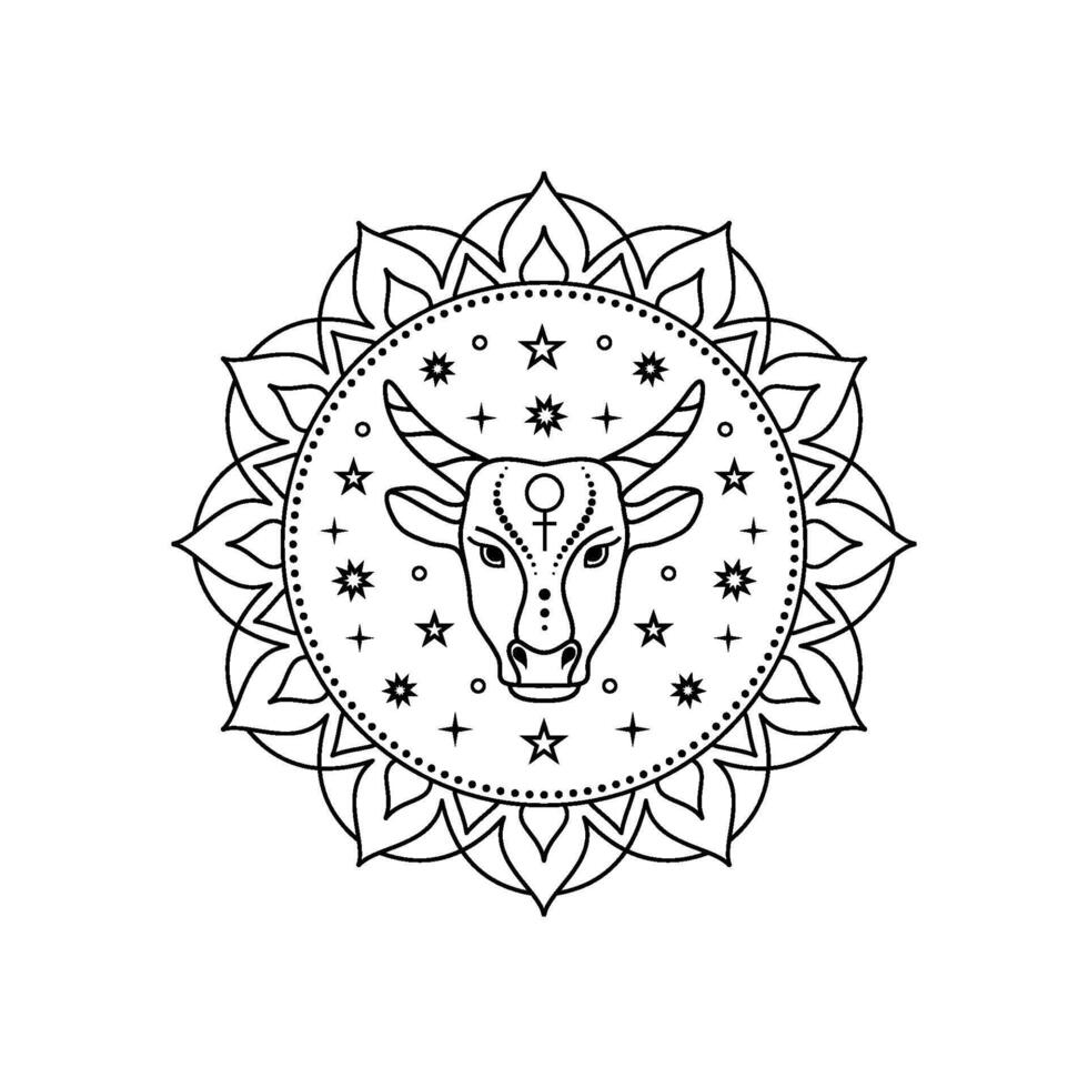 Taurus zodiac style in line art style vector