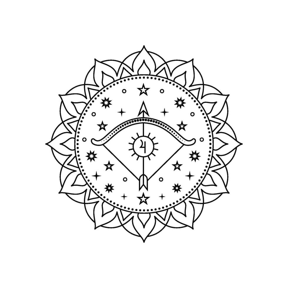 Sagittarius zodiac style in line art style vector