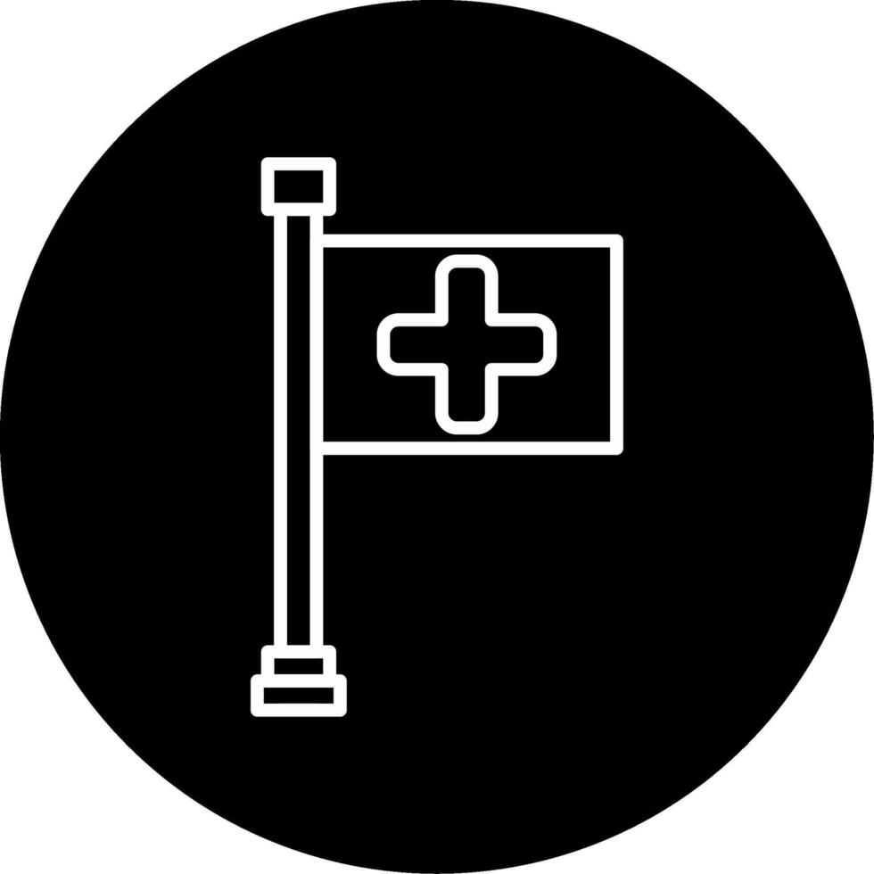 Hospital Flag Waving in Wind Circle Inverted vector