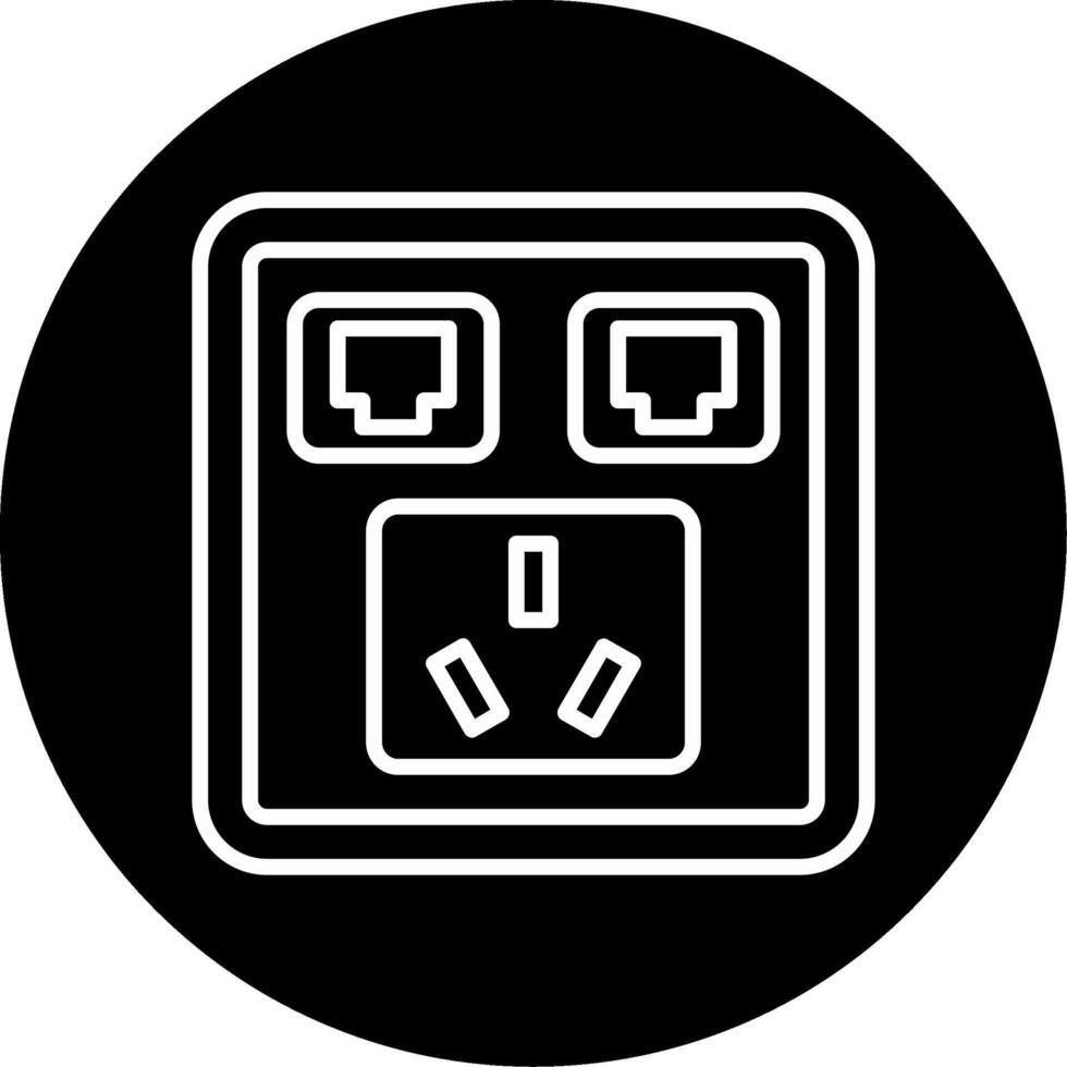 Recessed Power Wall Receptacle Circle Inverted vector