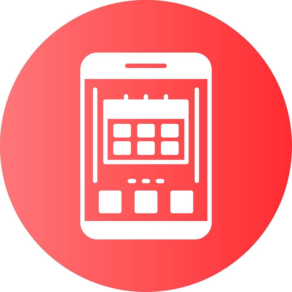 Calendar Mobile Interface Red Gradient Circle Icon Design vector