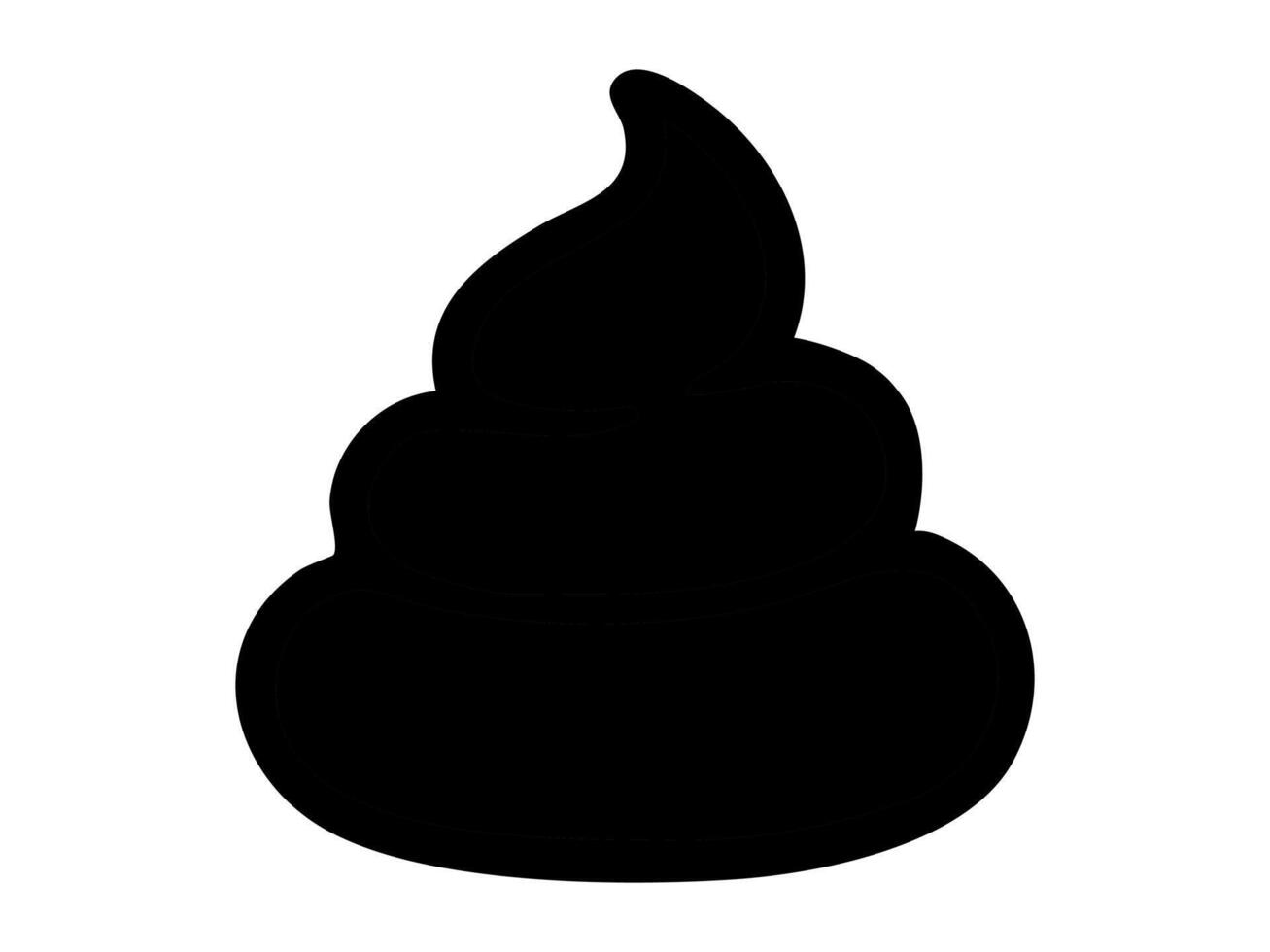 Black silhouette of poop icon isolated on white background, graphic illustration. concept of icon, digital art, humor, sanitation, feces design element vector