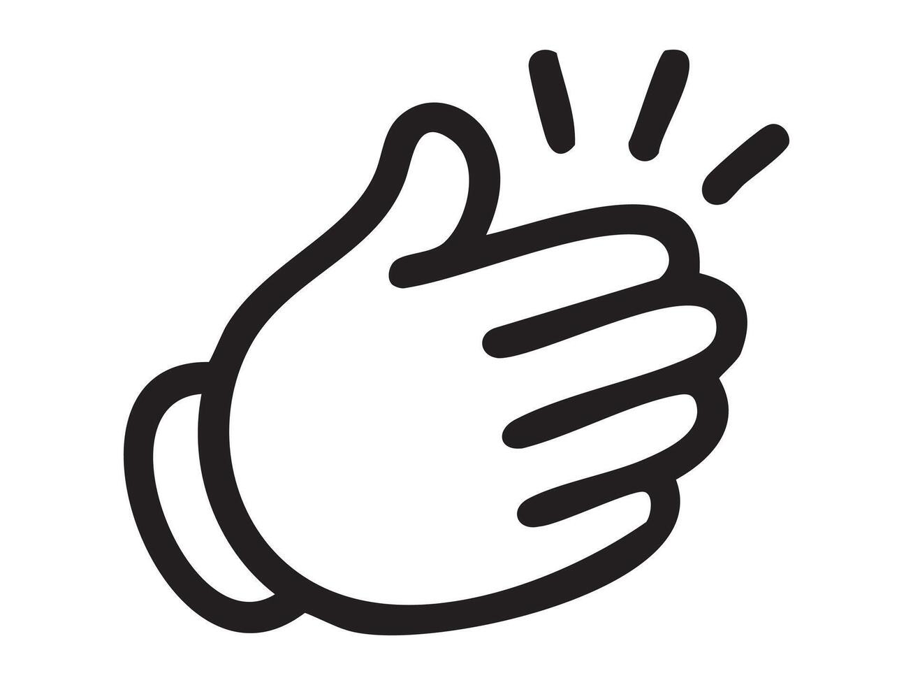 Black outline of clapping hand gesture icon isolated on white background, graphic illustration. concept of applause, hand sign, emoji, communication, design element vector
