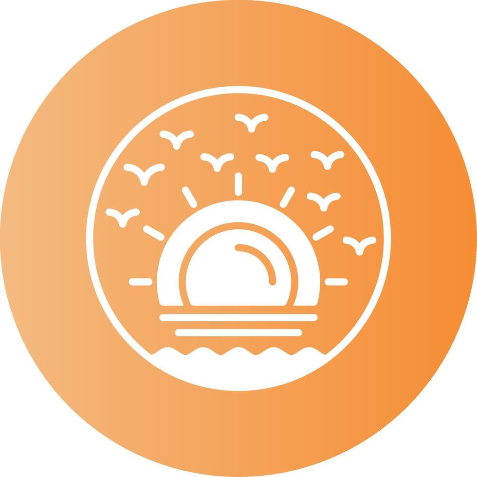Beach sunset painting Gradient Circle Icon vector