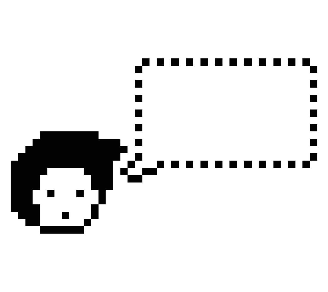 Decor 8 bit art chat box talk think bubble say man male boy character. vector
